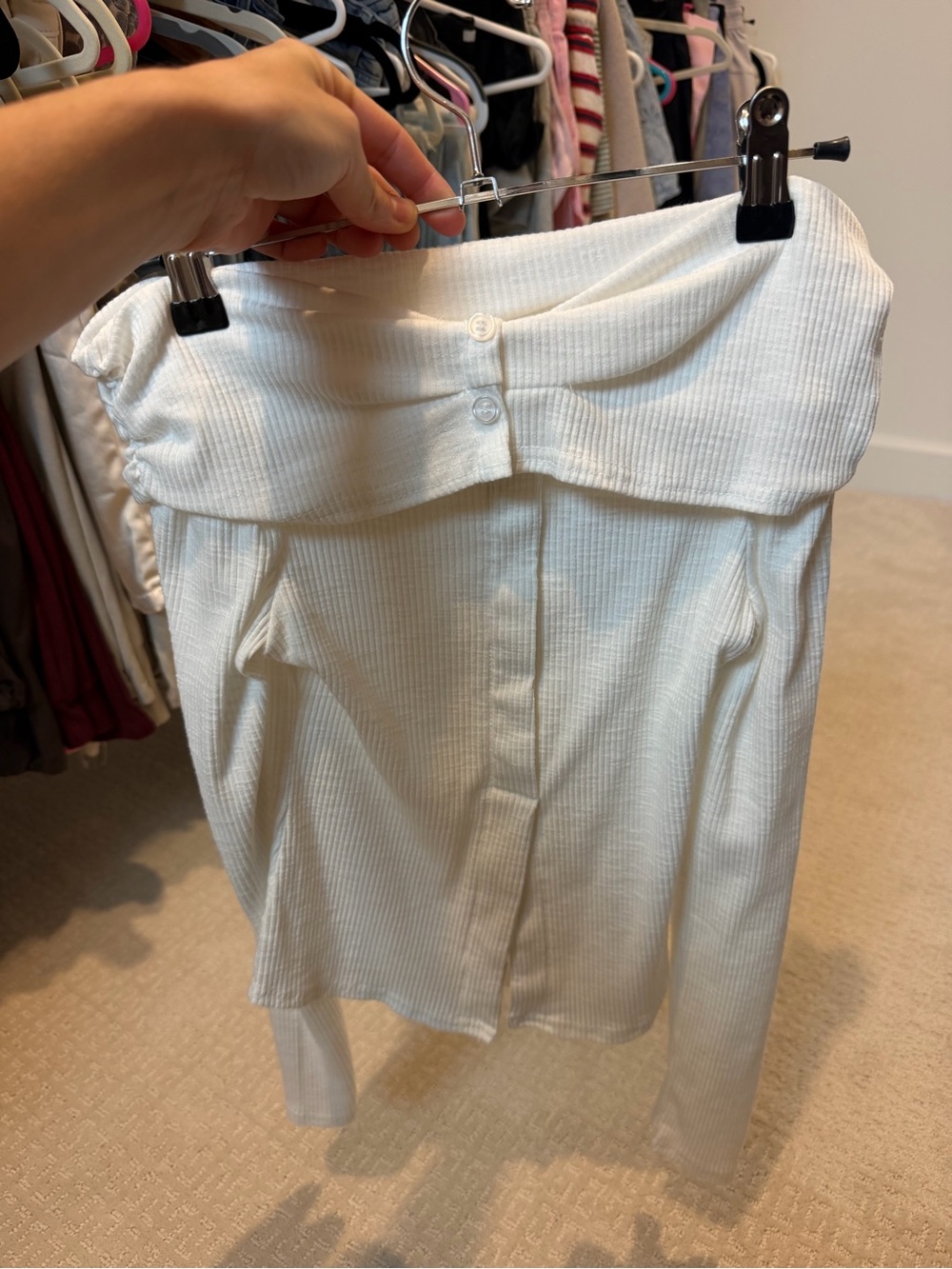 Princess Polly Dusk Dipped Off Shoulder Top White